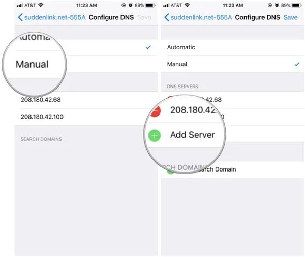 Paramètres DNS manuels