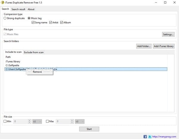 ManyProg iTunes Duplicate Remover Free