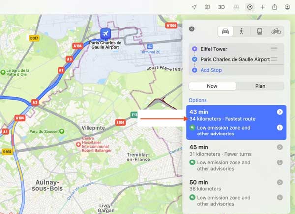 Misura la distanza della mappa Apple Mac