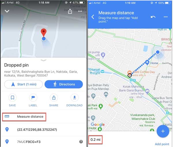 Mesurer la distance avec l'application Google Map