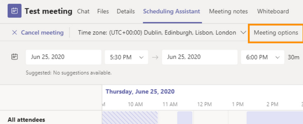 Meeting Options Teams