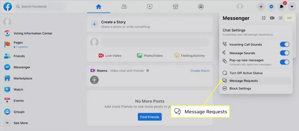 Demandes de messages Facebook Messenger Web