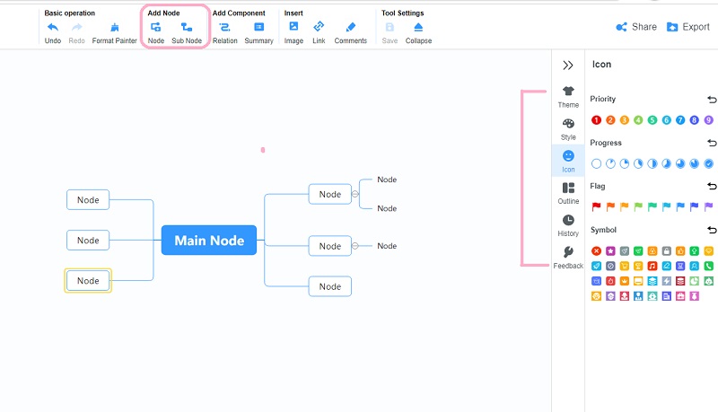 Mind Map Tilføj node