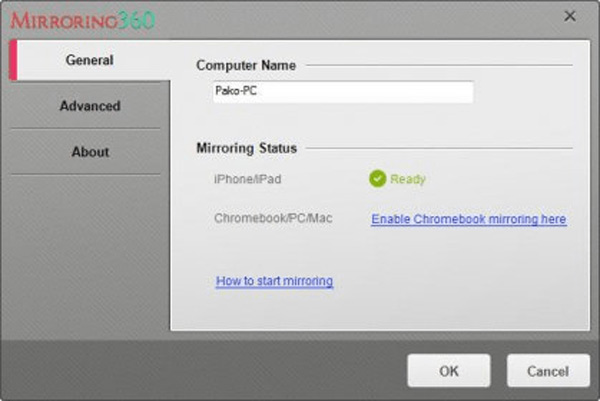 Interface principal do Mirroring360