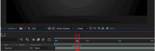 Переместите точку воспроизведения, чтобы разделить ее в After Effects