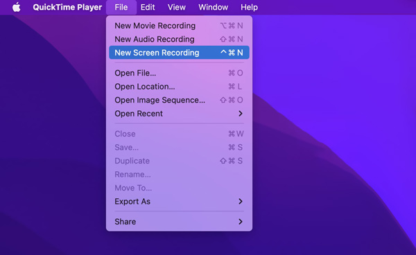 Ny skærmoptagelse QuickTime Mac