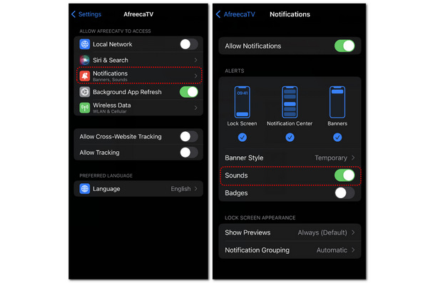 Configuración de notificaciones iPhone