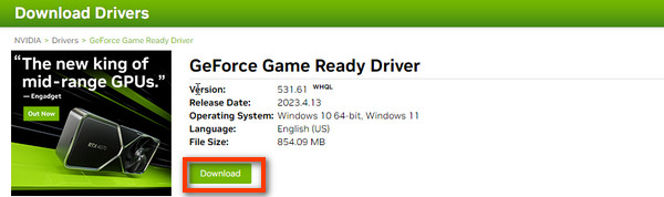 Nvidia ドライバーのダウンロード