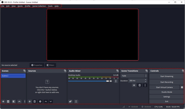 OBS Screen Recorder Interface
