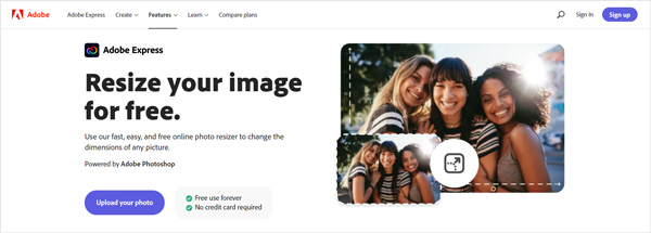 Онлайн-инструмент повышения качества изображения Adobe Express