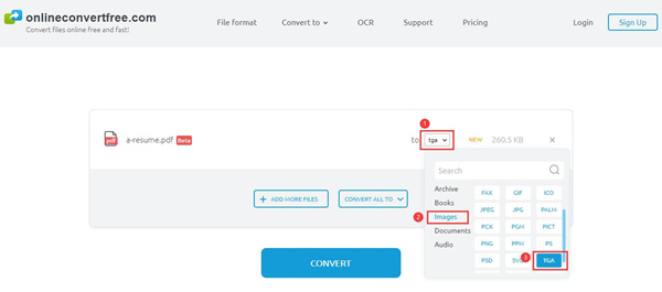 Onlineconvertfree Velg utdataformat