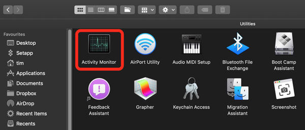 Abrir Monitor de actividad en Mac