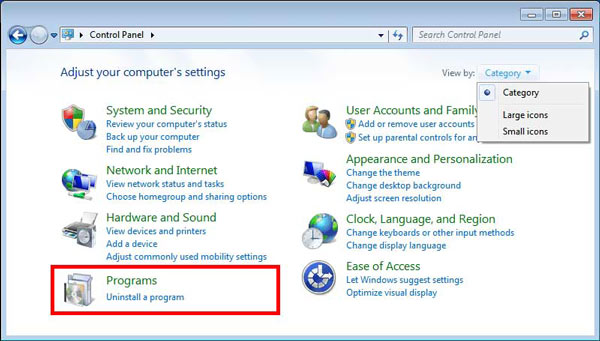 Nyissa meg a Windows 7 Vezérlőpultját