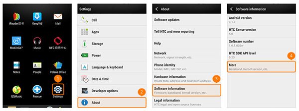 Ouvrir les options de développement HTC