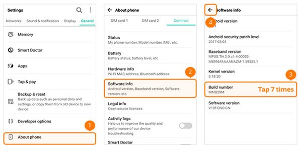 Abrir opções do desenvolvedor LG