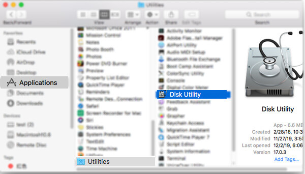 Open disk utility