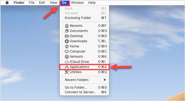Öppna Finder Go Menu Applications Mac