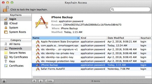 Открыть доступ к Keychain