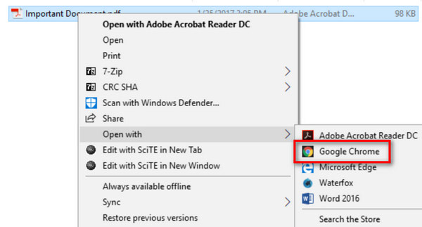 Openen met Chrome