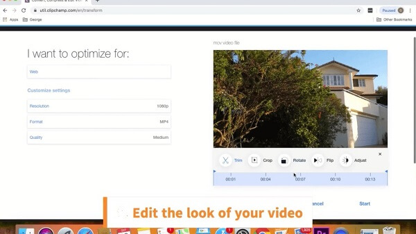 Optimize web video clipchamp