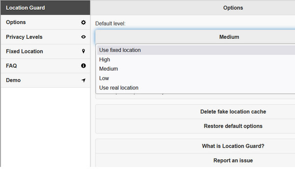 Option Utiliser un emplacement fixe