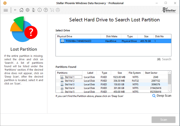 Partitions trouvées