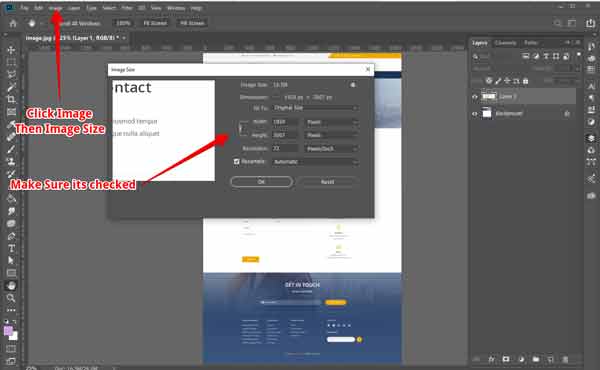 Redimensionner le document Photoshop proportionnellement