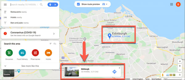 Připnout webovou stránku Map Google