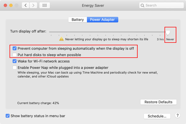 Evitar que Mac entre en reposo Ahorro de energía