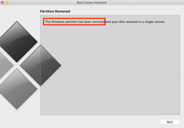 Quit Boot Camp Assistant on Mac