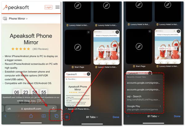 Son Silinen Sekmeler iPhone