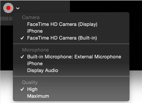 quicktime recording with audio