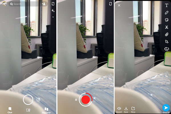 Snapchat grå pil på Min ven