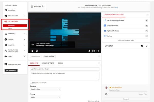 Record Video on Pc with Youtube Live Streaming