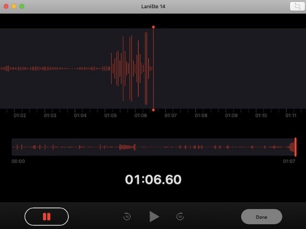 Nahrajte Voce Memo na Mac s aplikací Voice Memos