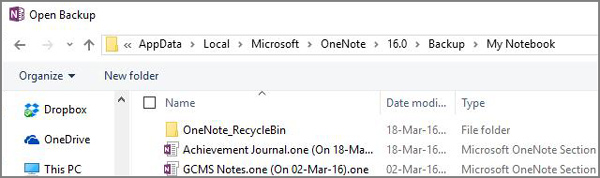 Recover Onenote files from backups