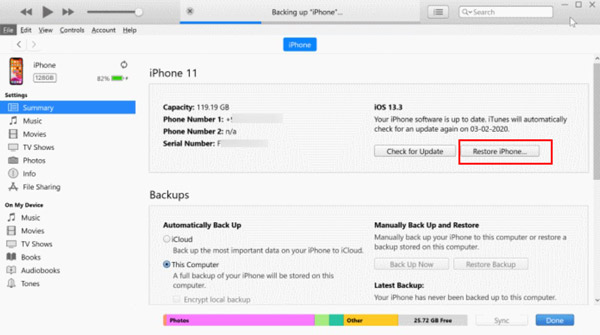 Recover screen time passcode with iTunes