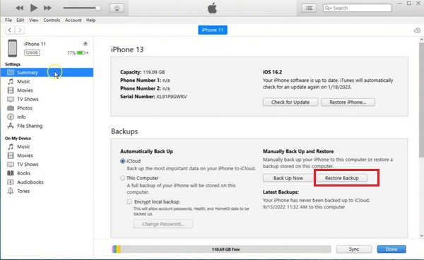 Az iTunes SMS visszaállítása
