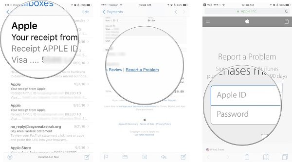Visszatérítés Keresés E-mail iPhone képernyőkép