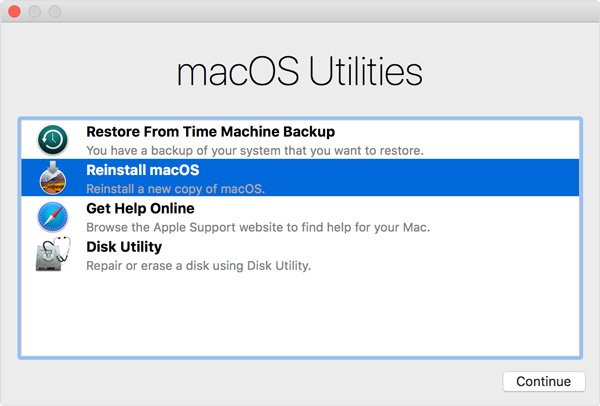 Reinstallare il pulsante macos