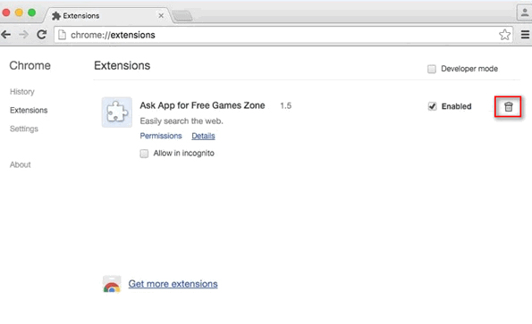 Supprimer les extensions de chrome mac