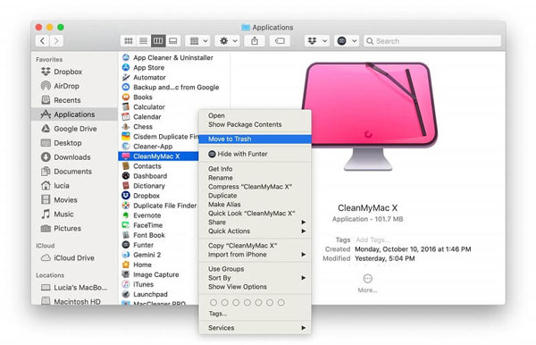 Supprimer CleanMyMac de l'application