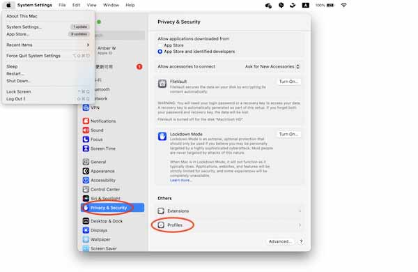 Remover perfil de configuração no Mac