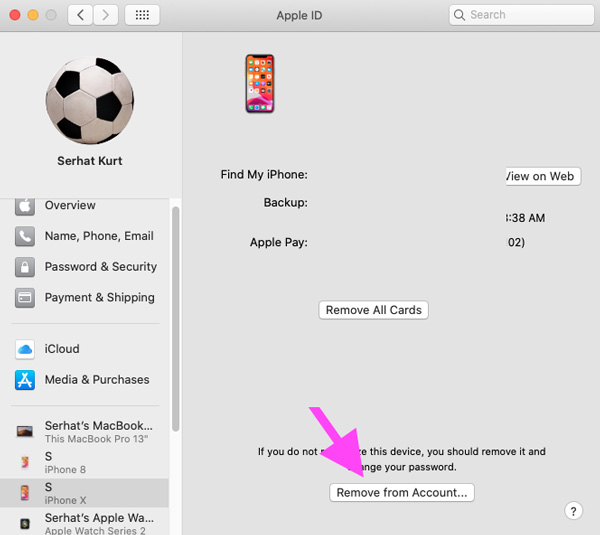 Ta bort enheten från Apple ID på Mac
