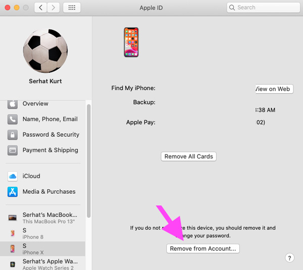 Távolítsa el az eszközt Mac Apple Apple ID-jéből