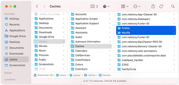 Eliminar archivos restantes de Firefox de Mac