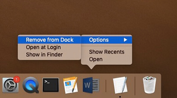 Supprimer une application Office du Dock