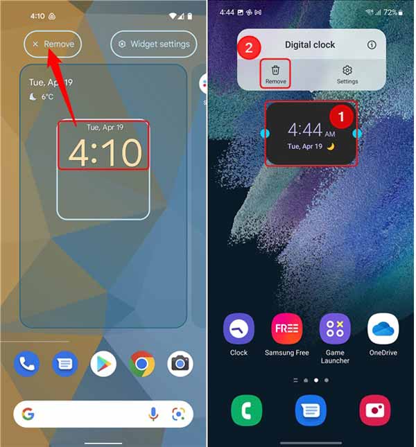 Usuń widget na Androida