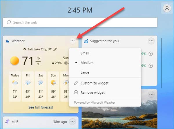 Távolítsa el a Widget Windows-t