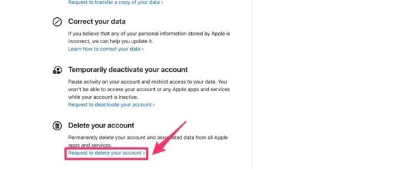 Solicitar eliminar ID de Apple